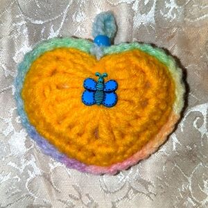 Crochet Handmade Yellow/Green Pin Cushion Or Christmas Ornament